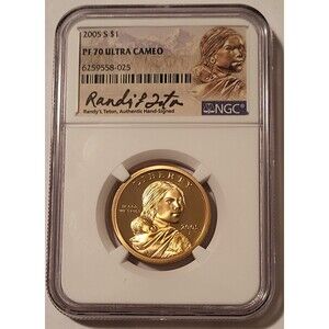 2005 S Native American Sacagawea Dollar PF70 UC NGC RandyL Teton Signed Label